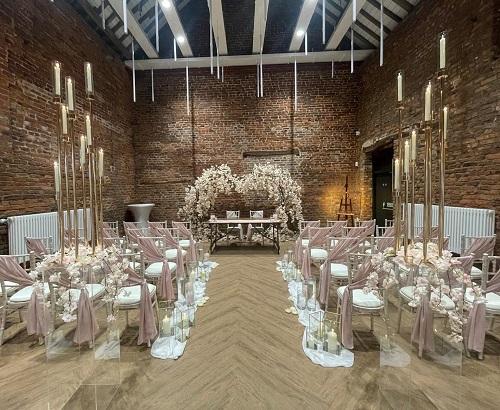 Worden Hall ceremony layout pink