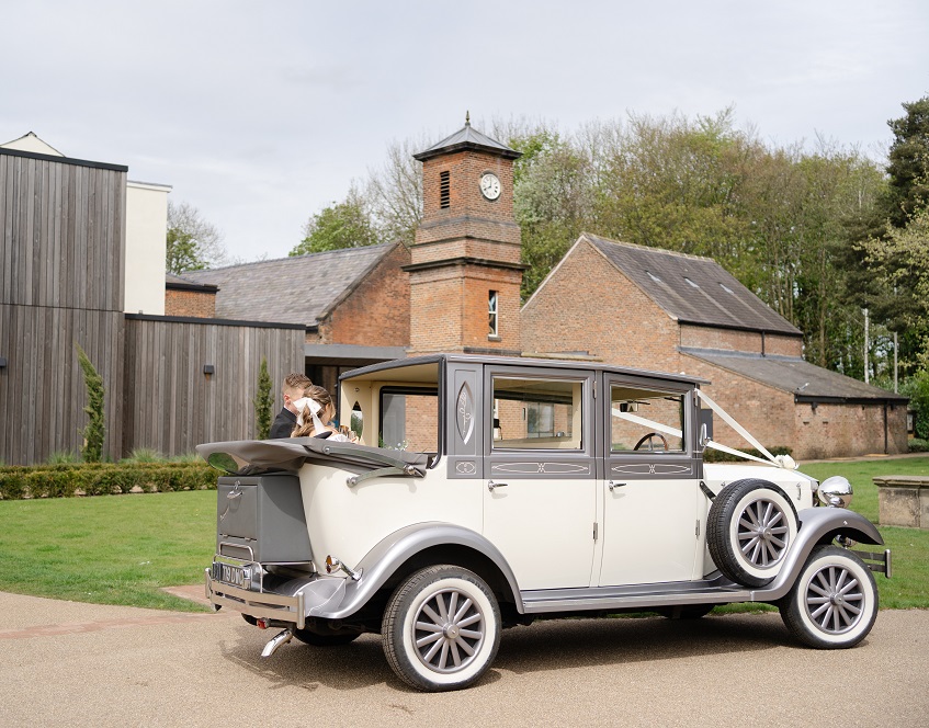 Wedding car outside Worden Hall