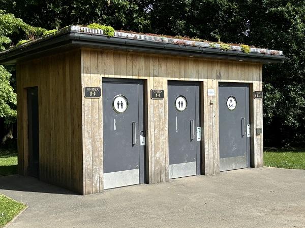 Public toilets near the play area in Worden Park